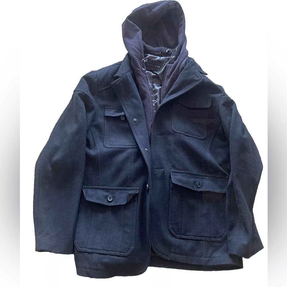 Sean John Hoody Wool Coat, Nice , Rare 🔥